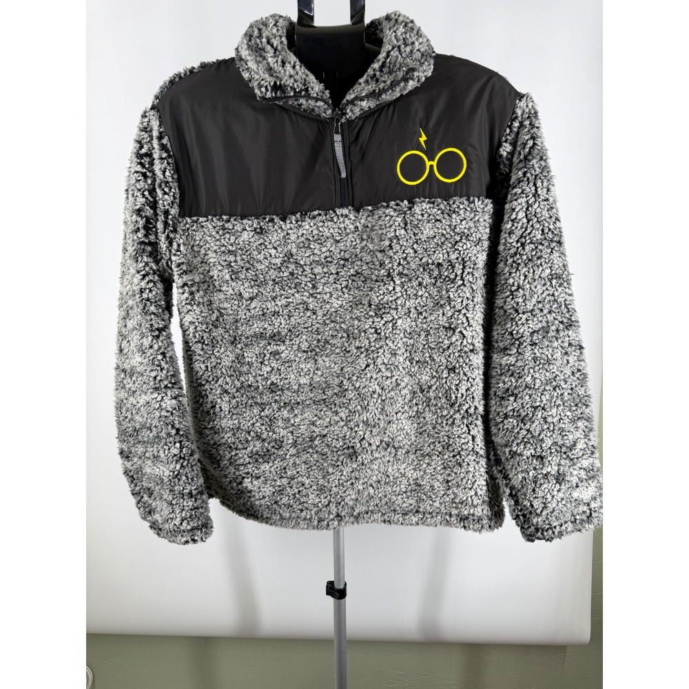 Gameday Couture Harry Potter Sherpa Fleece Quarter Zip Pullover Grey Mens‎ Large